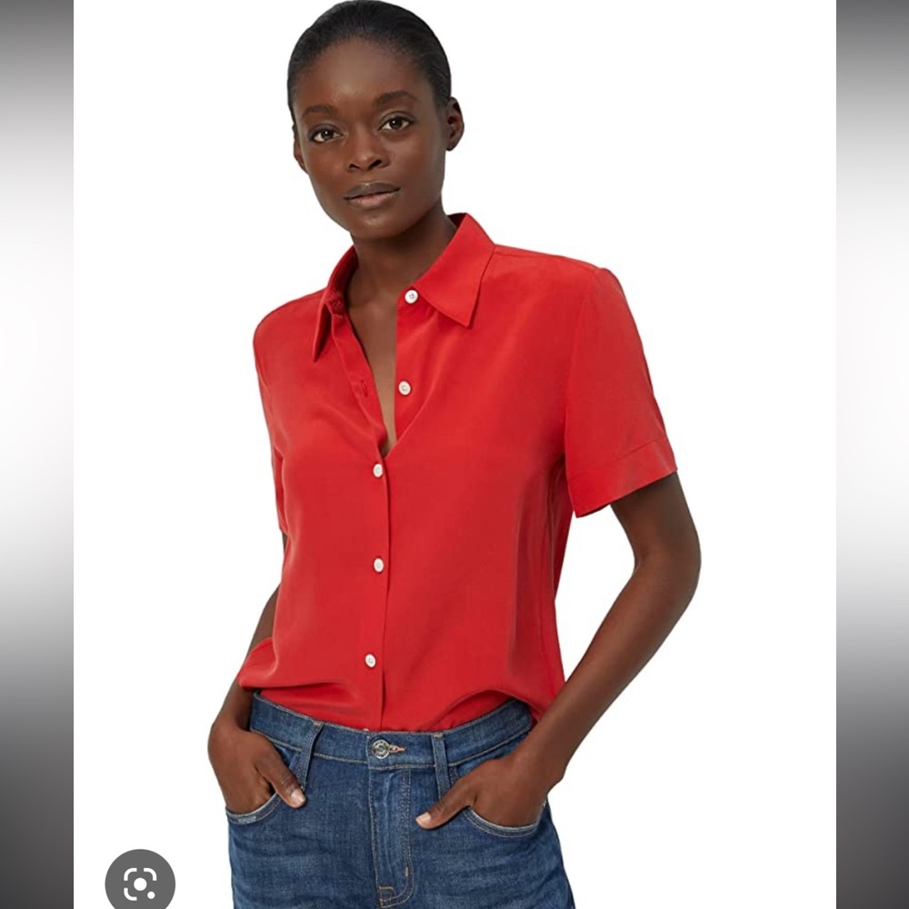 Equipment short sleeve silk blouse